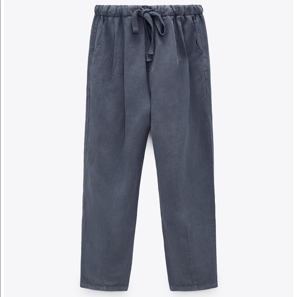 Zara Linen Tie-Waist Pants